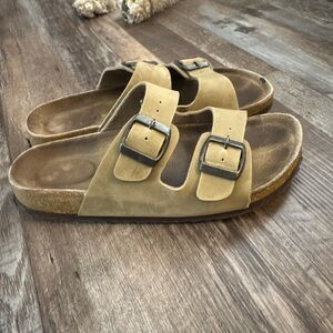 Tan Double Buckle Sandals